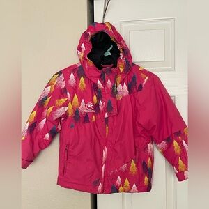 Girls ski jacket with hood.